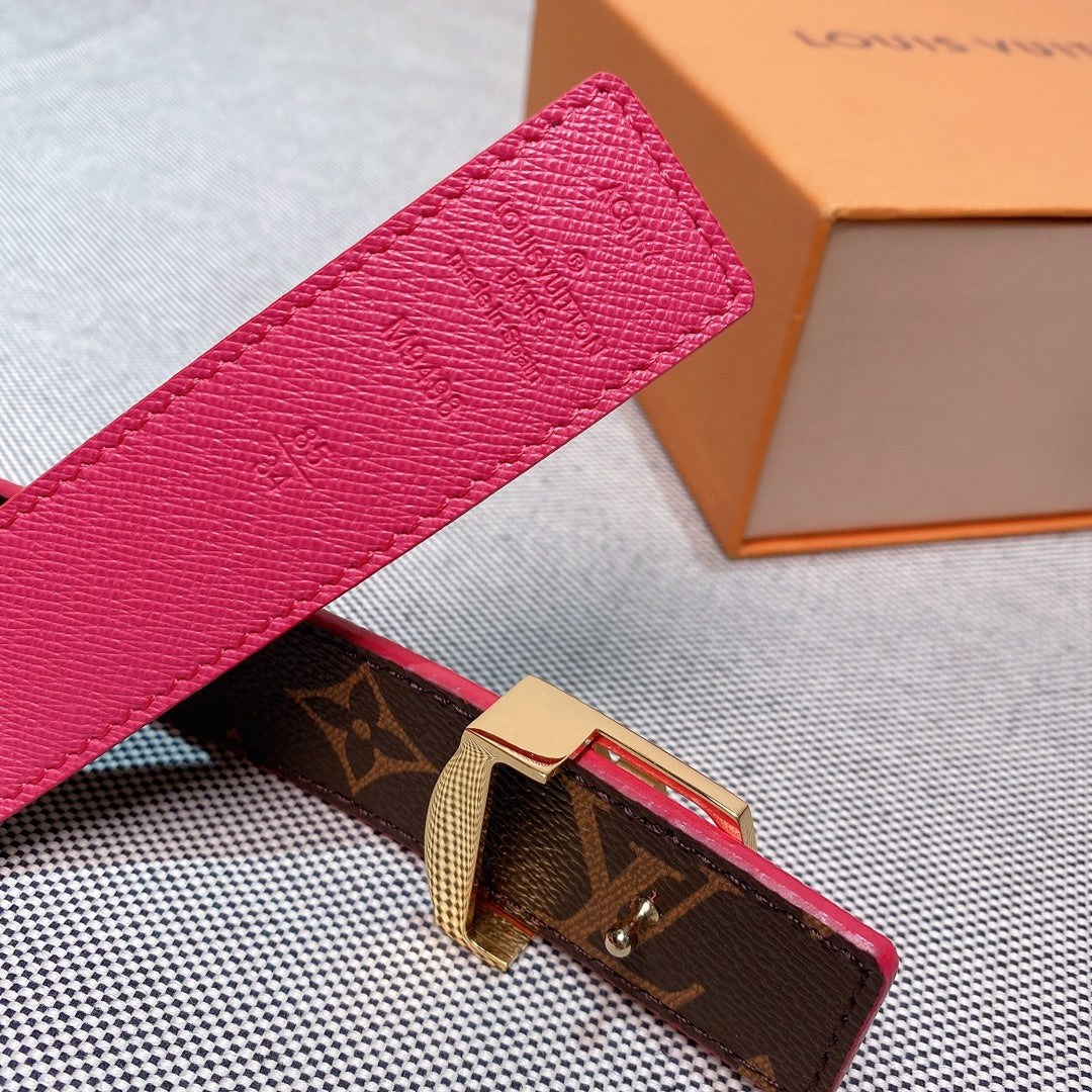 Hot Pink Reversible Louis Vuitton Belt Accessory