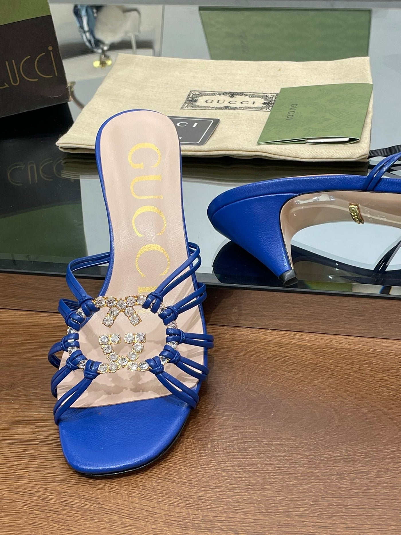 Gucci Women Slide Sandal With Crystals